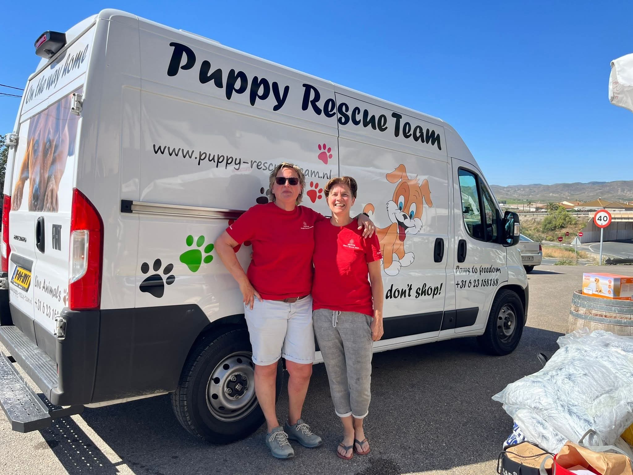 Puppy Rescue transport van — Stacey, Hope and Thelma leaving for Holland and Belgium