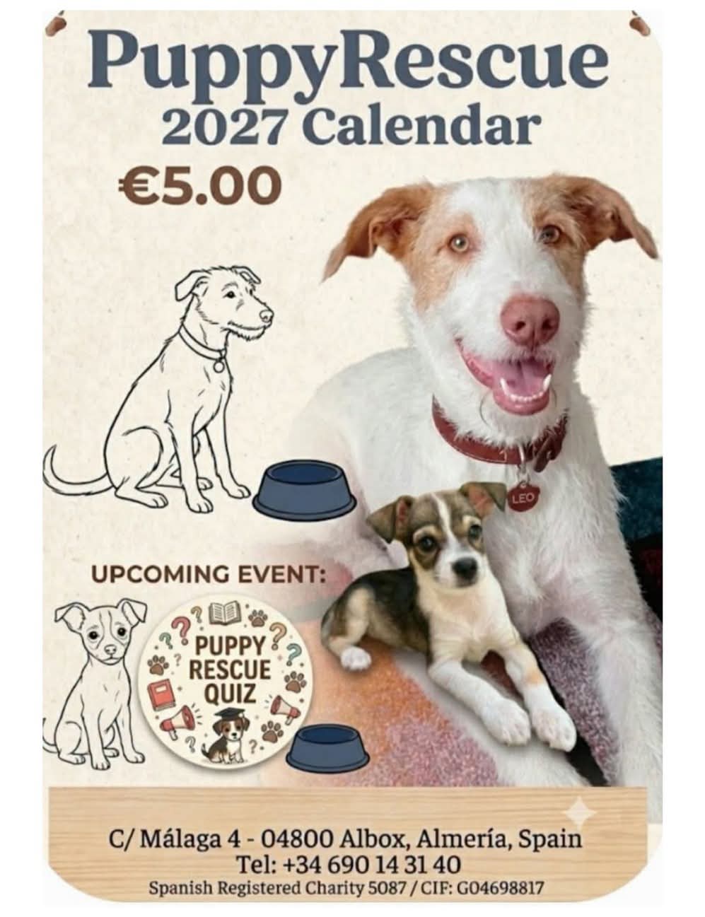 Puppy Rescue Calendar 2027 — 5€, coming to the shop and Los Llanos market